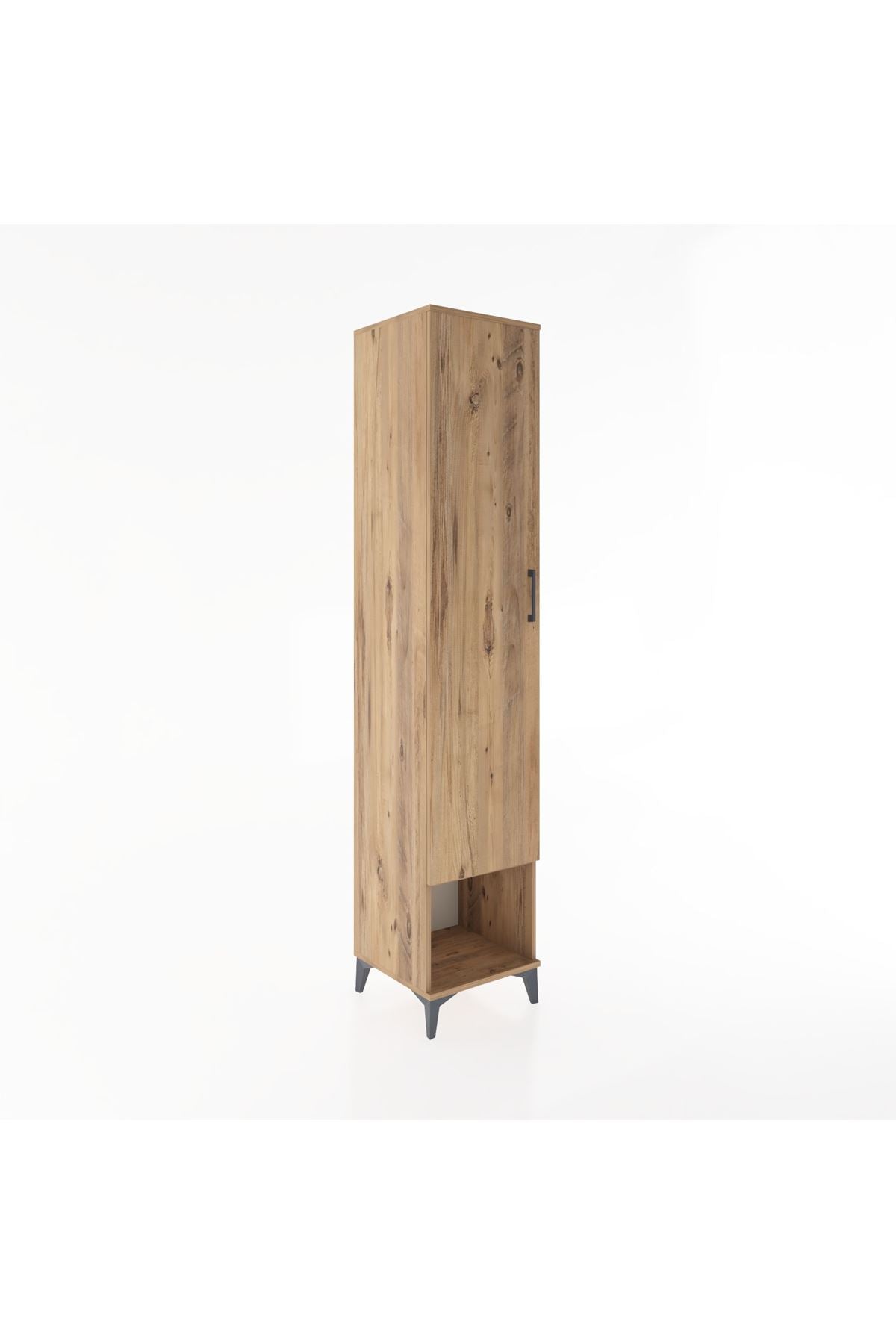 Hyperion Dolap 3 Raflı Tek Kapaklı Tek Askılı 44x44x221 Çam-Çam