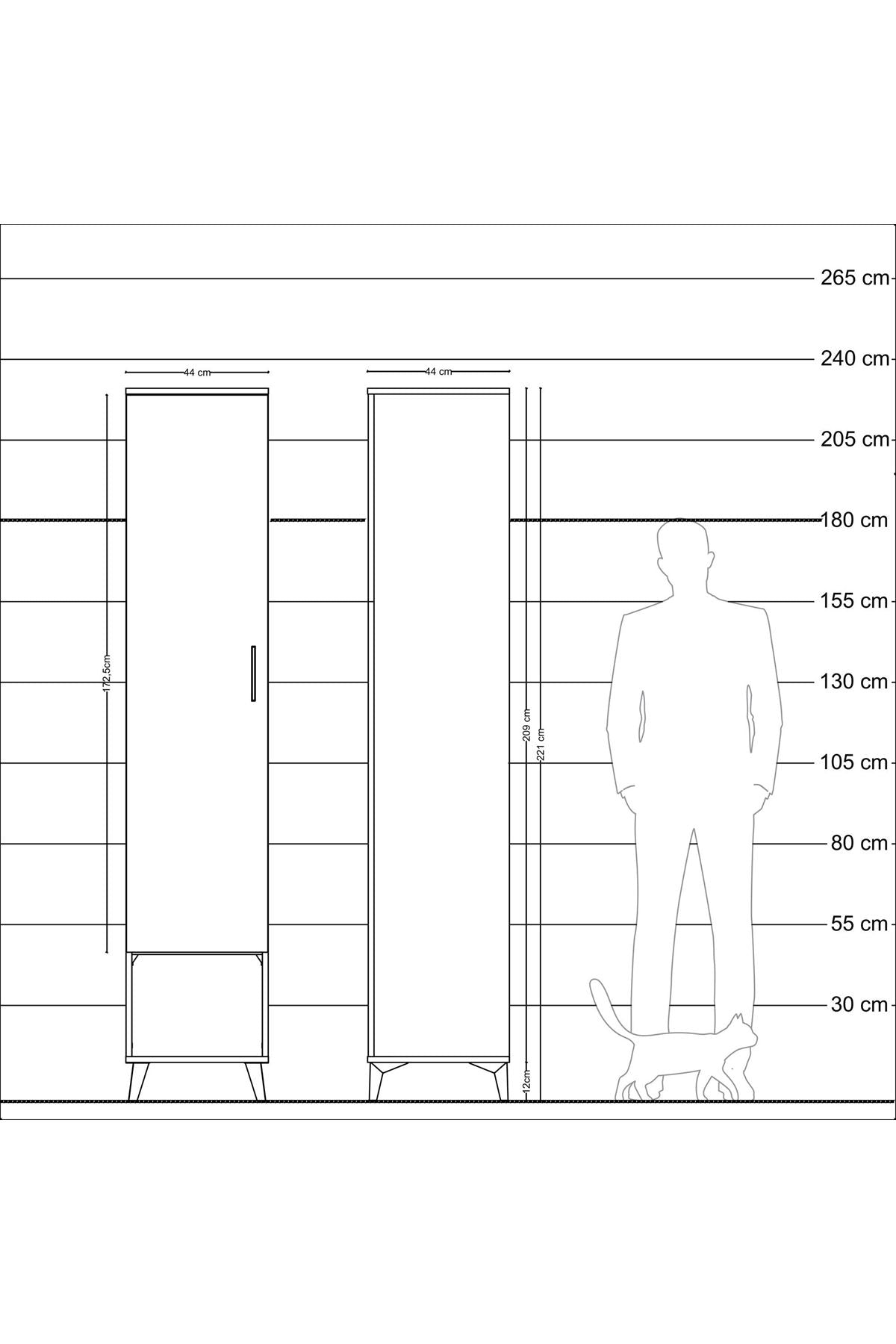 Hyperion Dolap 5 Raflı Tek Kapaklı 44x44x221 - S61M016V9B