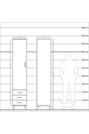 Hyperion Dolap 3 Raflı 3 Çekmeceli Tek Askılı 44x44x221 Aytaşı-Antrasit