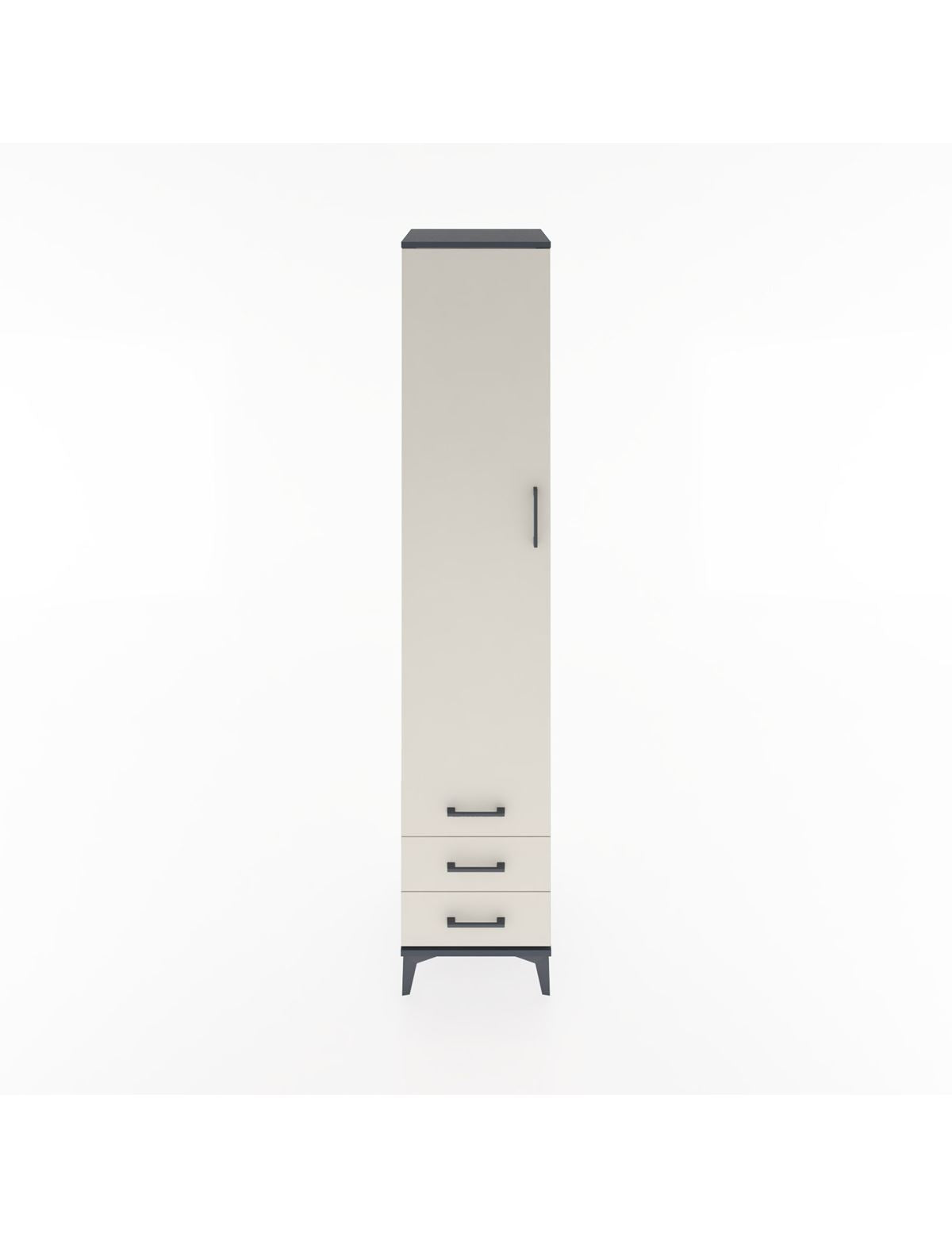 Hyperion Dolap 3 Raflı 3 Çekmeceli Tek Askılı 44x44x221 Antrasit-Aytaşı