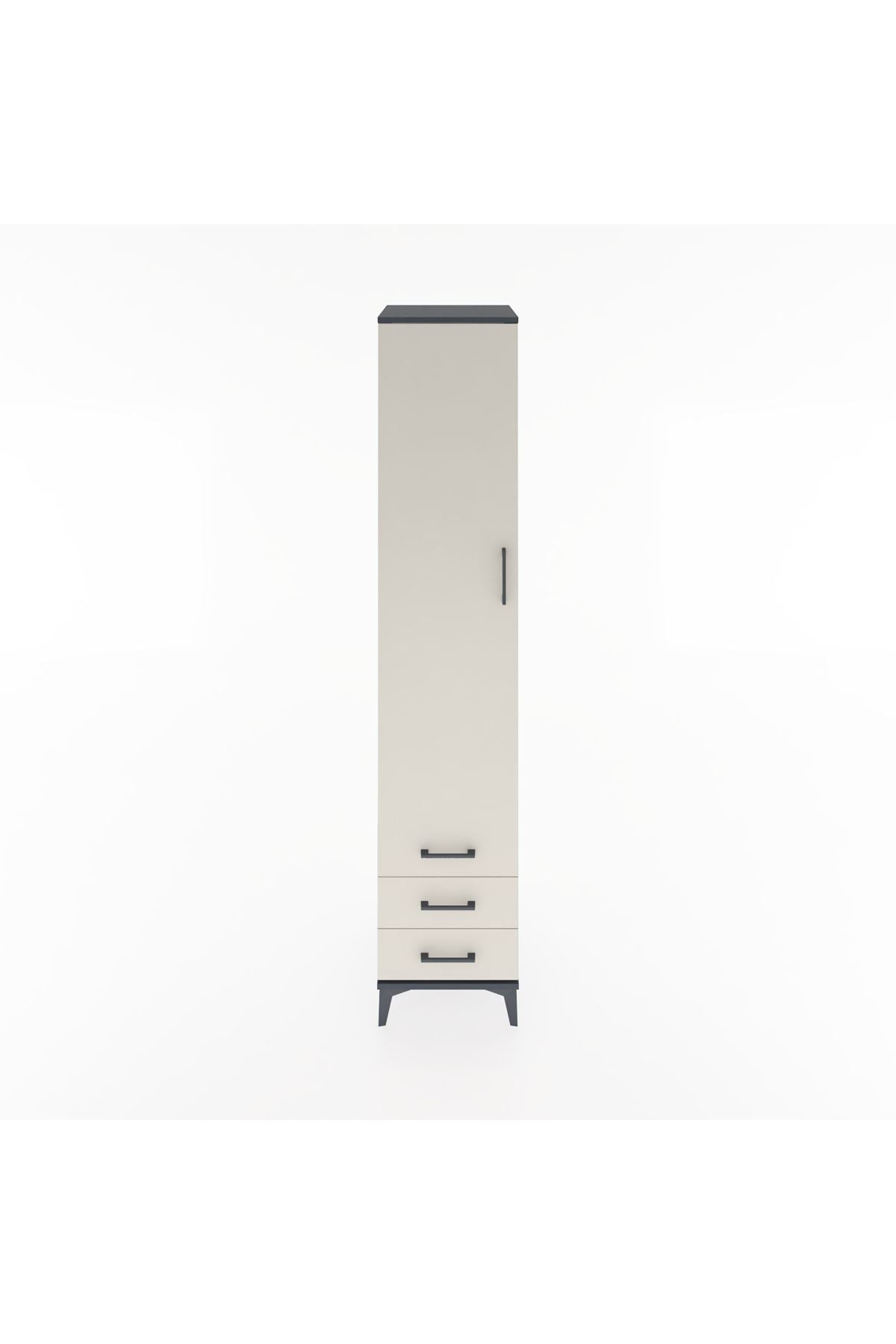 Hyperion Dolap 3 Raflı 3 Çekmeceli Tek Askılı 44x44x221 Antrasit-Aytaşı