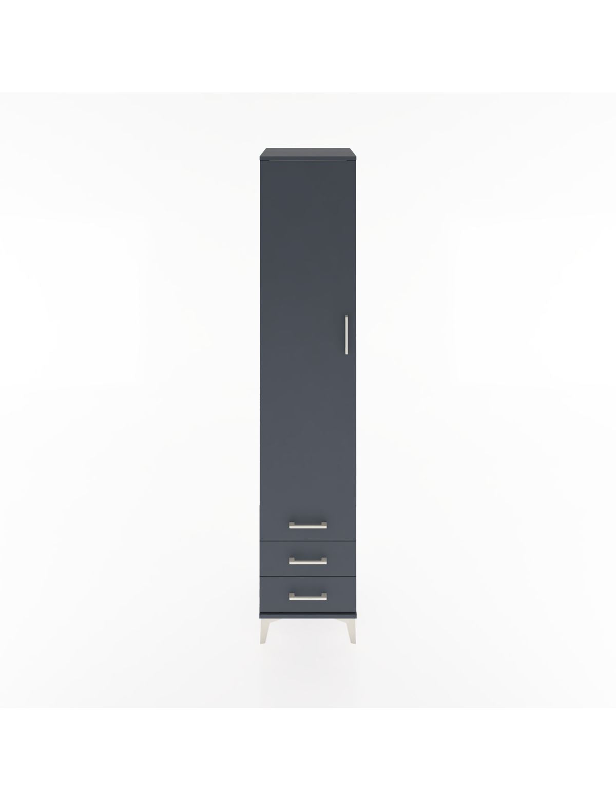 Hyperion Dolap 3 Raflı 3 Çekmeceli Tek Askılı 44x44x221 Antrasit-Antrasit