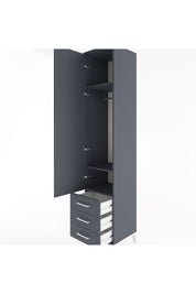 Hyperion Dolap 3 Raflı 3 Çekmeceli Tek Askılı 44x44x221 Antrasit-Antrasit