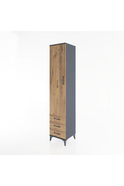 Hyperion Dolap 3 Raflı 3 Çekmeceli Tek Askılı 44x44x221 Antrasit-Çam