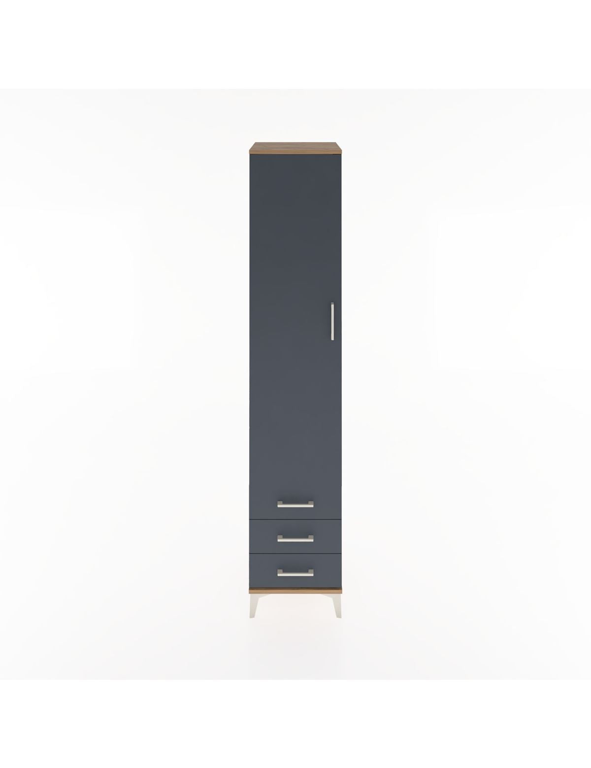 Hyperion Dolap 3 Raflı 3 Çekmeceli Tek Askılı 44x44x221 Çam-Antrasit