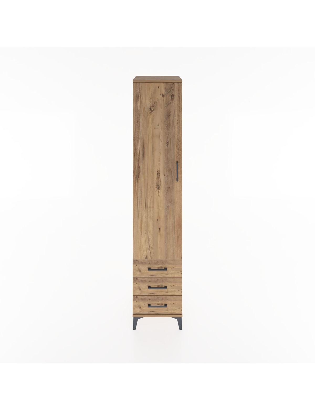 Hyperion Dolap 3 Raflı 3 Çekmeceli Tek Askılı 44x44x221 Çam-Çam