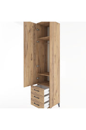 Hyperion Dolap 3 Raflı 3 Çekmeceli Tek Askılı 44x44x221 Çam-Çam