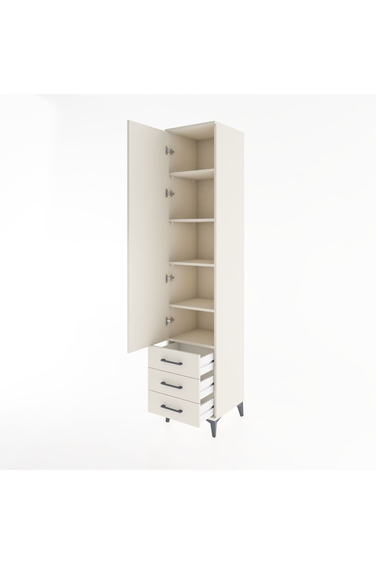 Hyperion Dolap 5 Raflı 3 Çekmeceli Tek Kapaklı 44x44x221 Aytaşı-Aytaşı