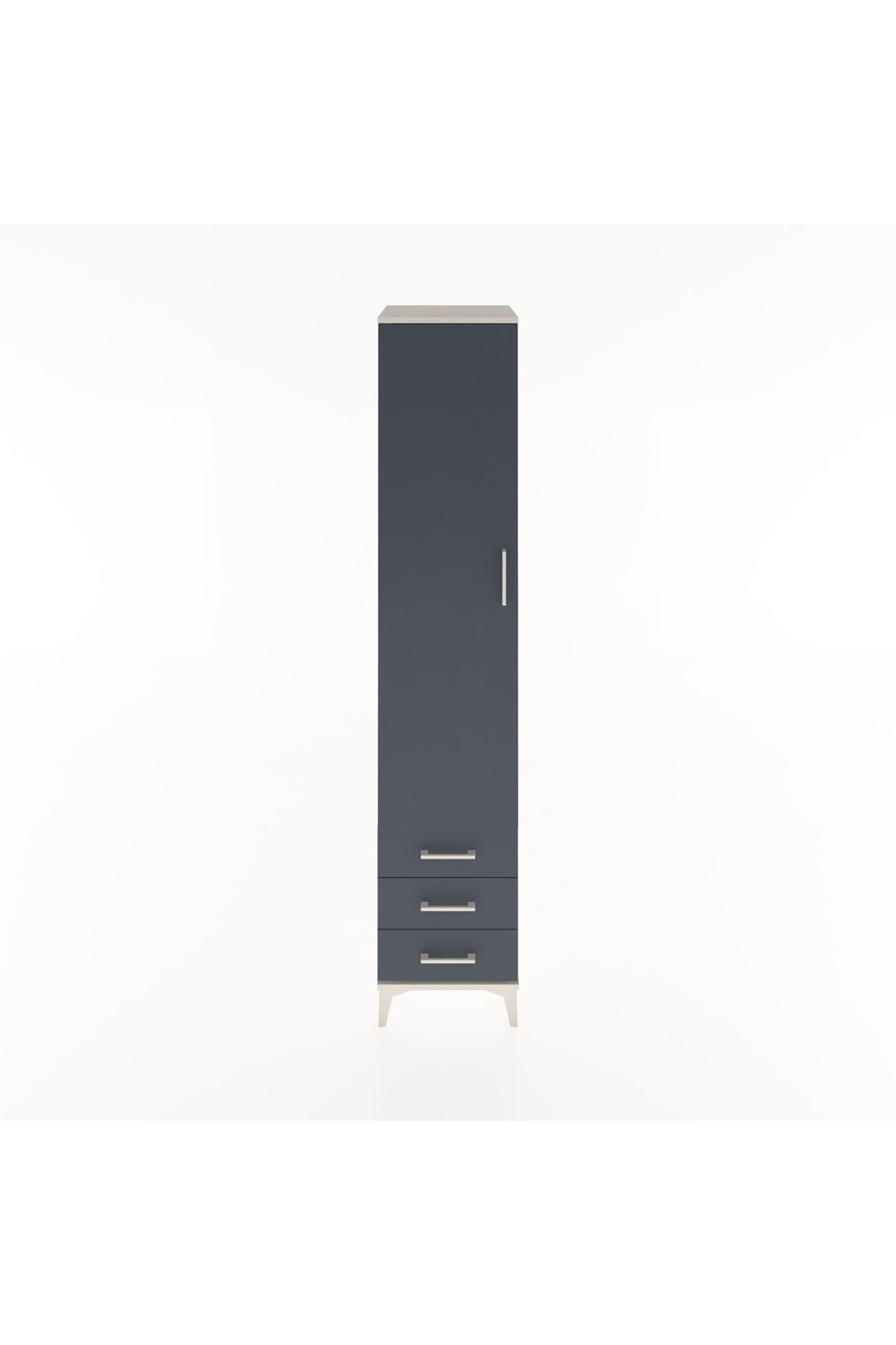 Hyperion Dolap 5 Raflı 3 Çekmeceli Tek Kapaklı 44x44x221 Aytaşı-Antrasit