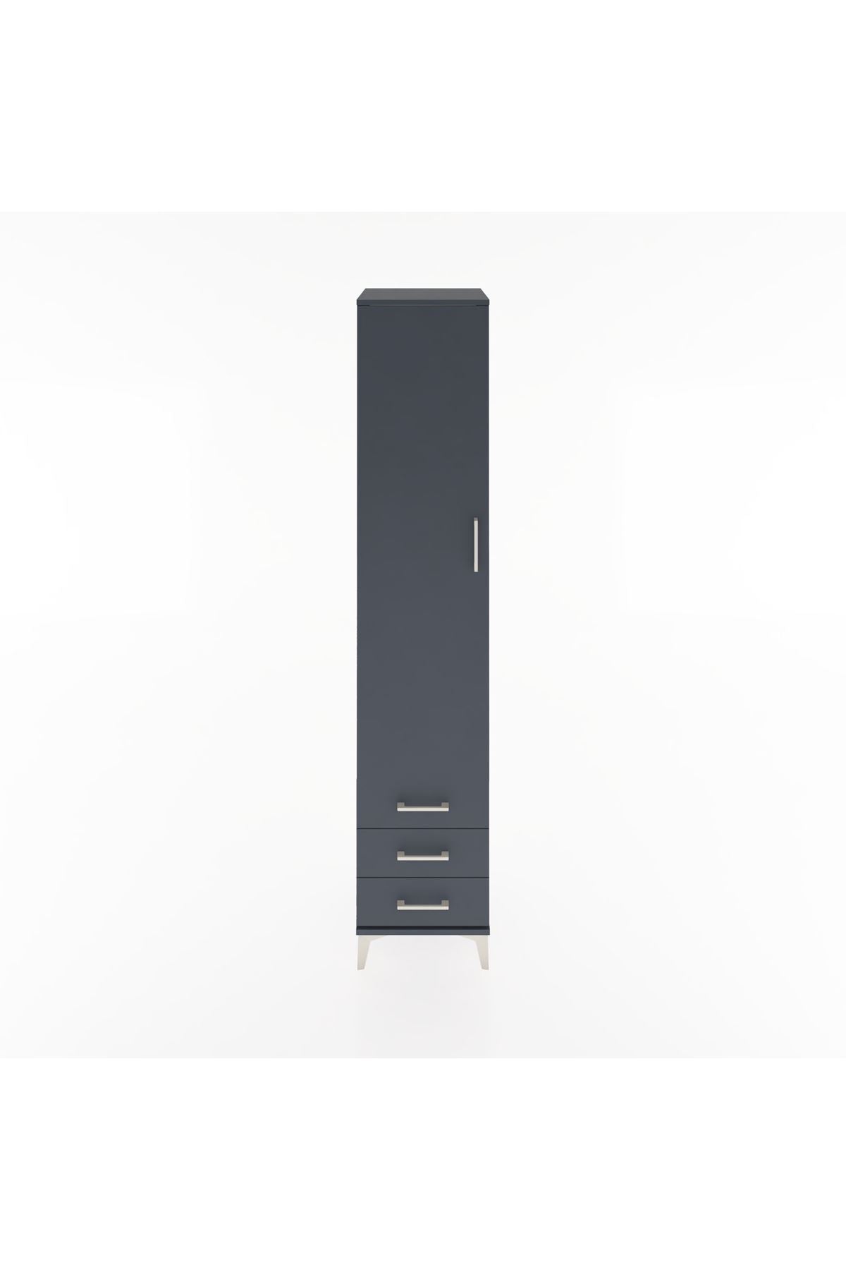 Hyperion Dolap 5 Raflı 3 Çekmeceli Tek Kapaklı 44x44x221 Antrasit-Antrasit