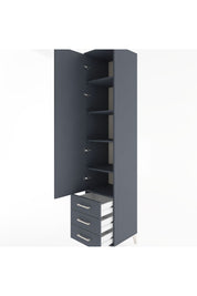 Hyperion Dolap 5 Raflı 3 Çekmeceli Tek Kapaklı 44x44x221 Antrasit-Antrasit