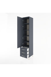 Hyperion Dolap 5 Raflı 3 Çekmeceli Tek Kapaklı 44x44x221 Antrasit-Antrasit