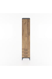 Hyperion Dolap 5 Raflı 3 Çekmeceli Tek Kapaklı 44x44x221 Antrasit-Çam