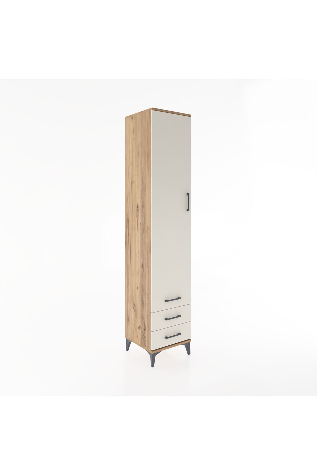 Hyperion Dolap 5 Raflı 3 Çekmeceli Tek Kapaklı 44x44x221 Çam-Aytaşı