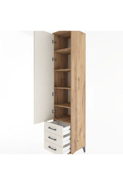 Hyperion Dolap 5 Raflı 3 Çekmeceli Tek Kapaklı 44x44x221 Çam-Aytaşı