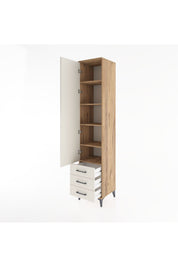 Hyperion Dolap 5 Raflı 3 Çekmeceli Tek Kapaklı 44x44x221 Çam-Aytaşı