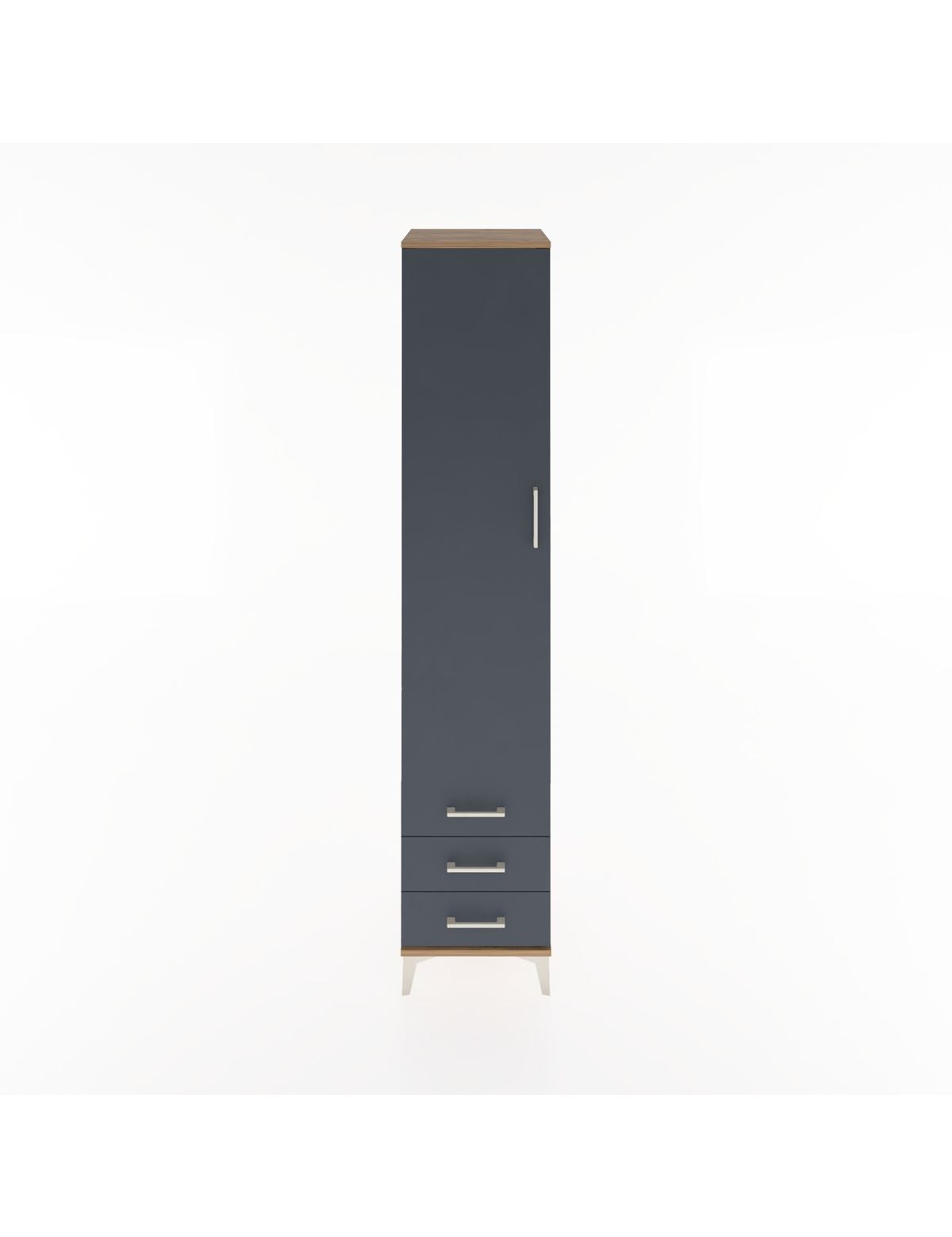 Hyperion Dolap 5 Raflı 3 Çekmeceli Tek Kapaklı 44x44x221 Çam-Antrasit