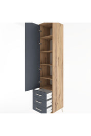 Hyperion Dolap 5 Raflı 3 Çekmeceli Tek Kapaklı 44x44x221 Çam-Antrasit