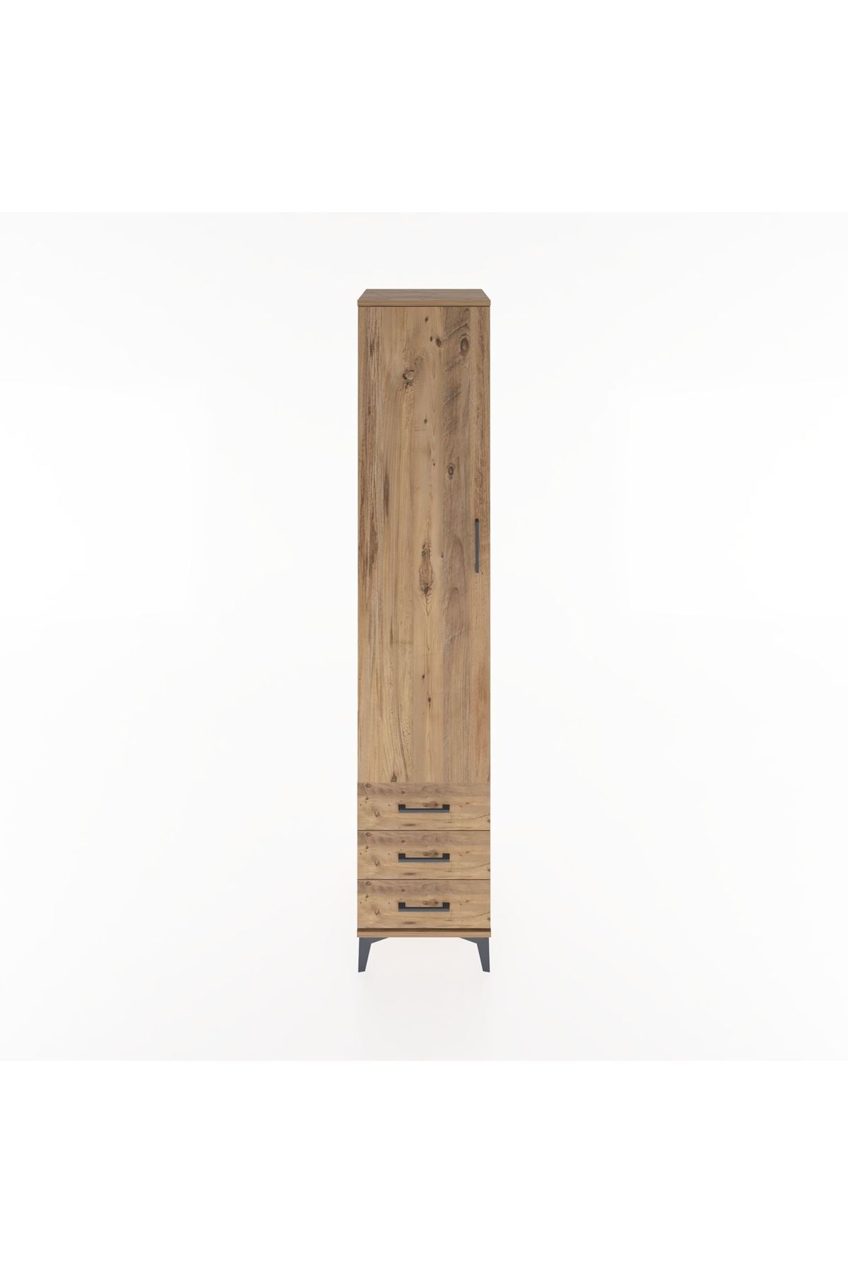 Hyperion Dolap 5 Raflı 3 Çekmeceli Tek Kapaklı 44x44x221 Çam-Çam