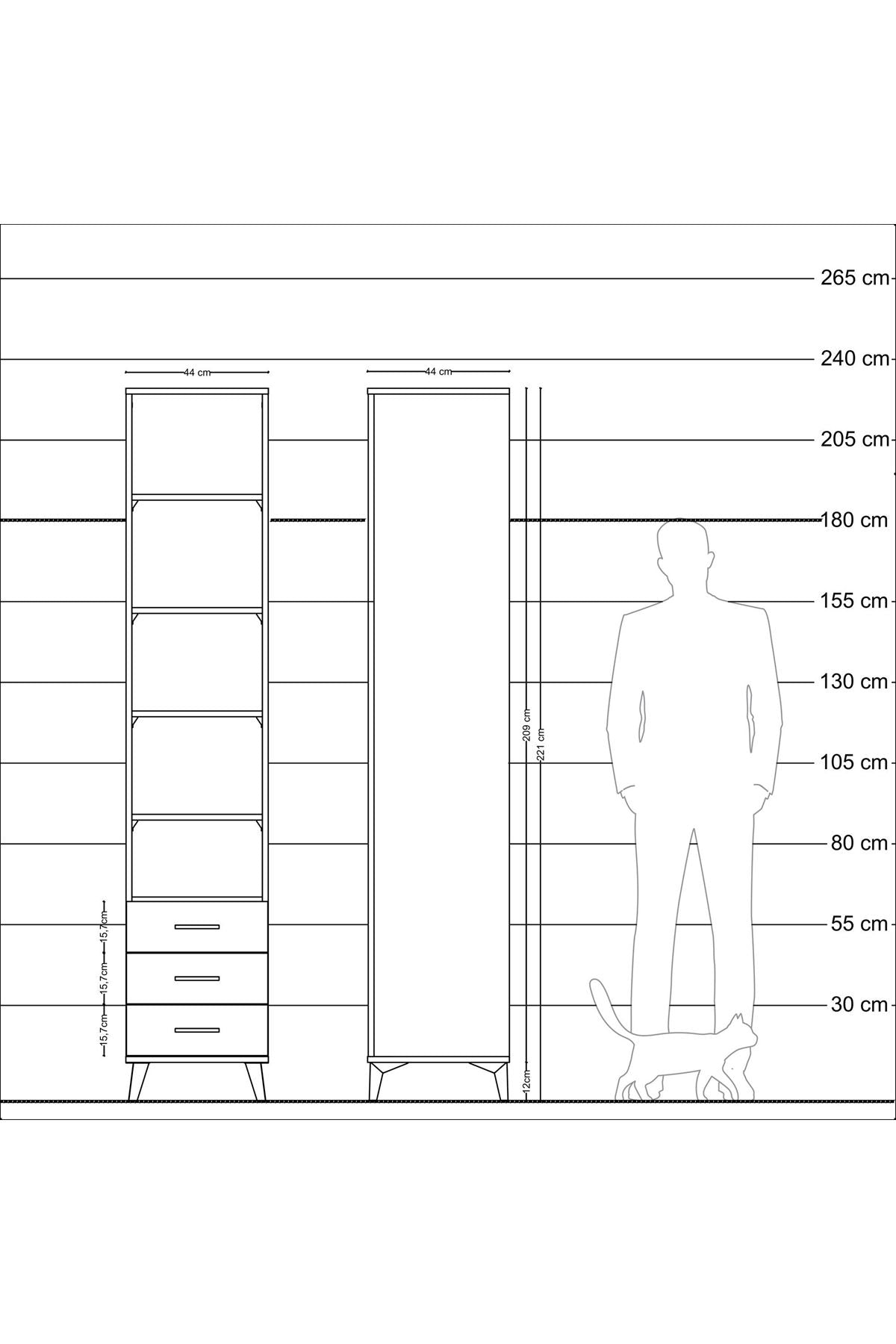 Hyperion Dolap 5 Raflı 3 Çekmeceli 44x44x221 Aytaşı-Çam