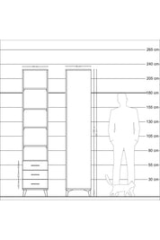 Hyperion Dolap 5 Raflı 3 Çekmeceli 44x44x221 Antrasit-Aytaşı