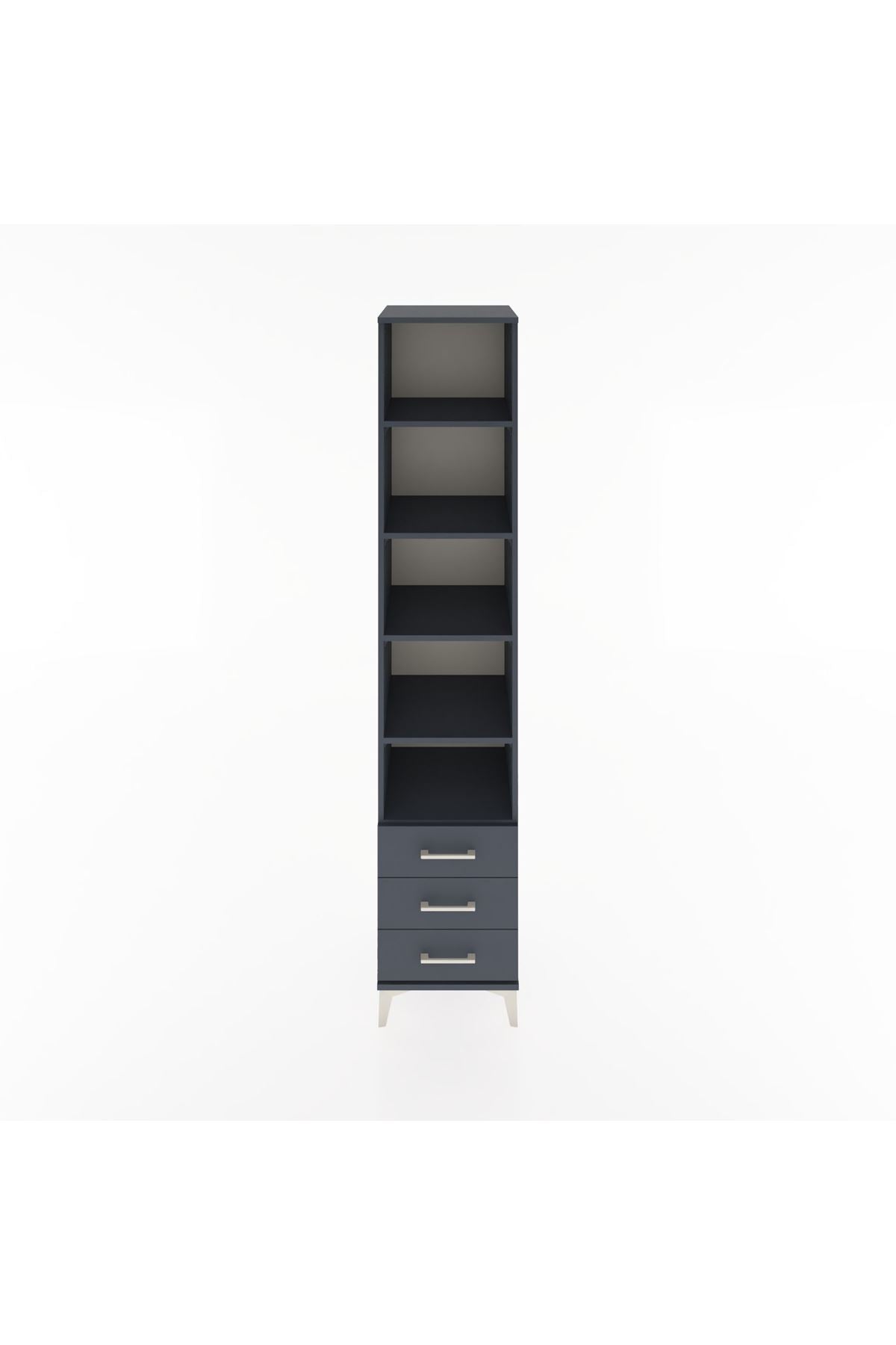 Hyperion Dolap 5 Raflı 3 Çekmeceli 44x44x221 Antrasit-Antrasit