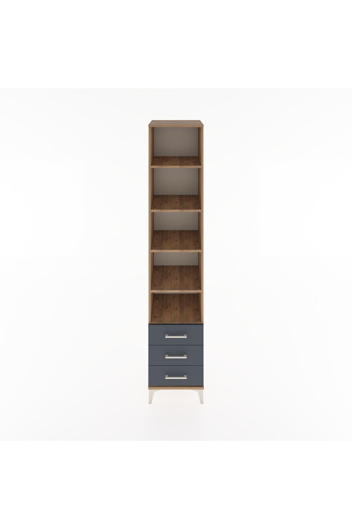 Hyperion Dolap 5 Raflı 3 Çekmeceli 44x44x221 Çam-Antrasit