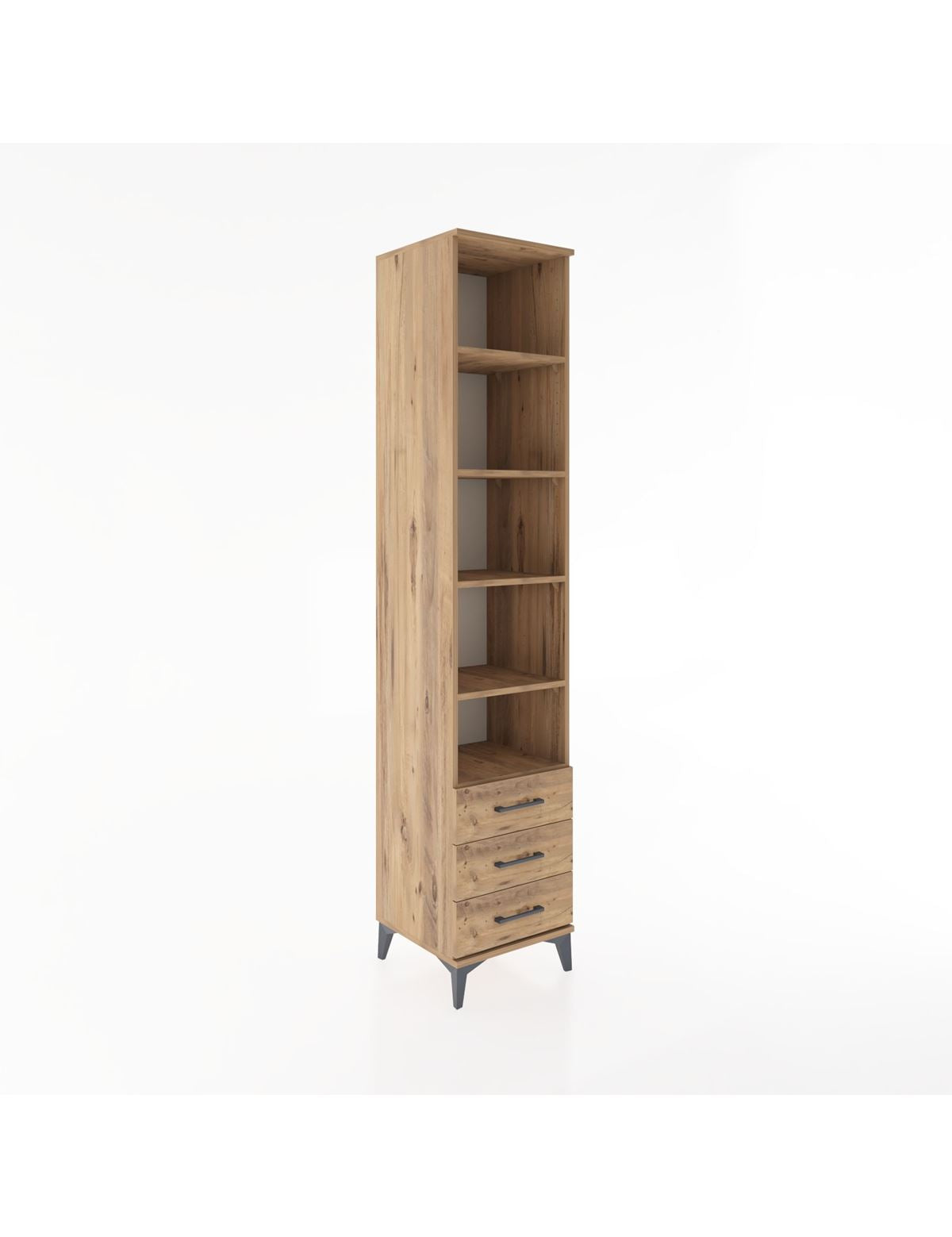 Hyperion Dolap 5 Raflı 3 Çekmeceli 44x44x221 Çam-Çam