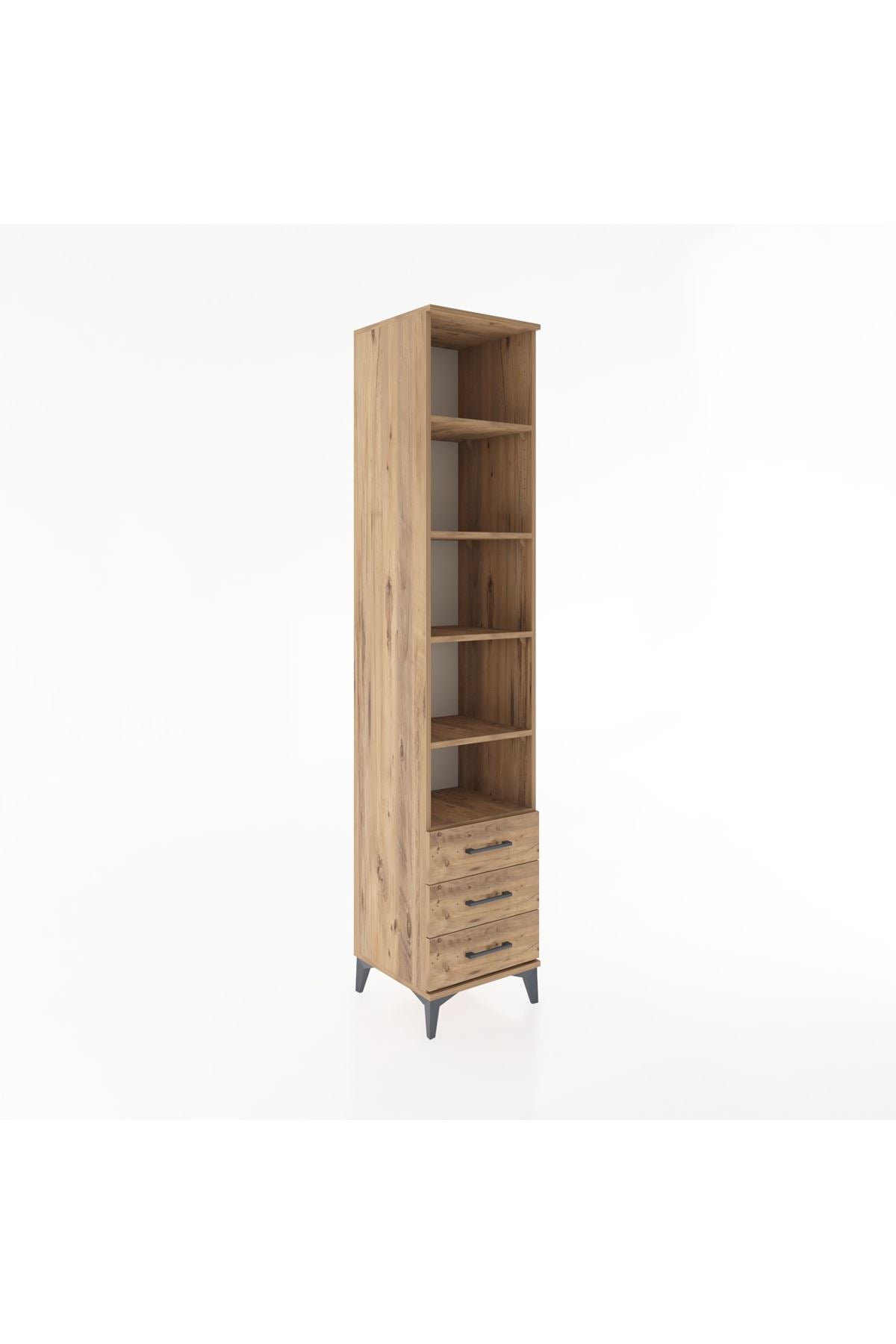 Hyperion Dolap 5 Raflı 3 Çekmeceli 44x44x221 Çam-Çam