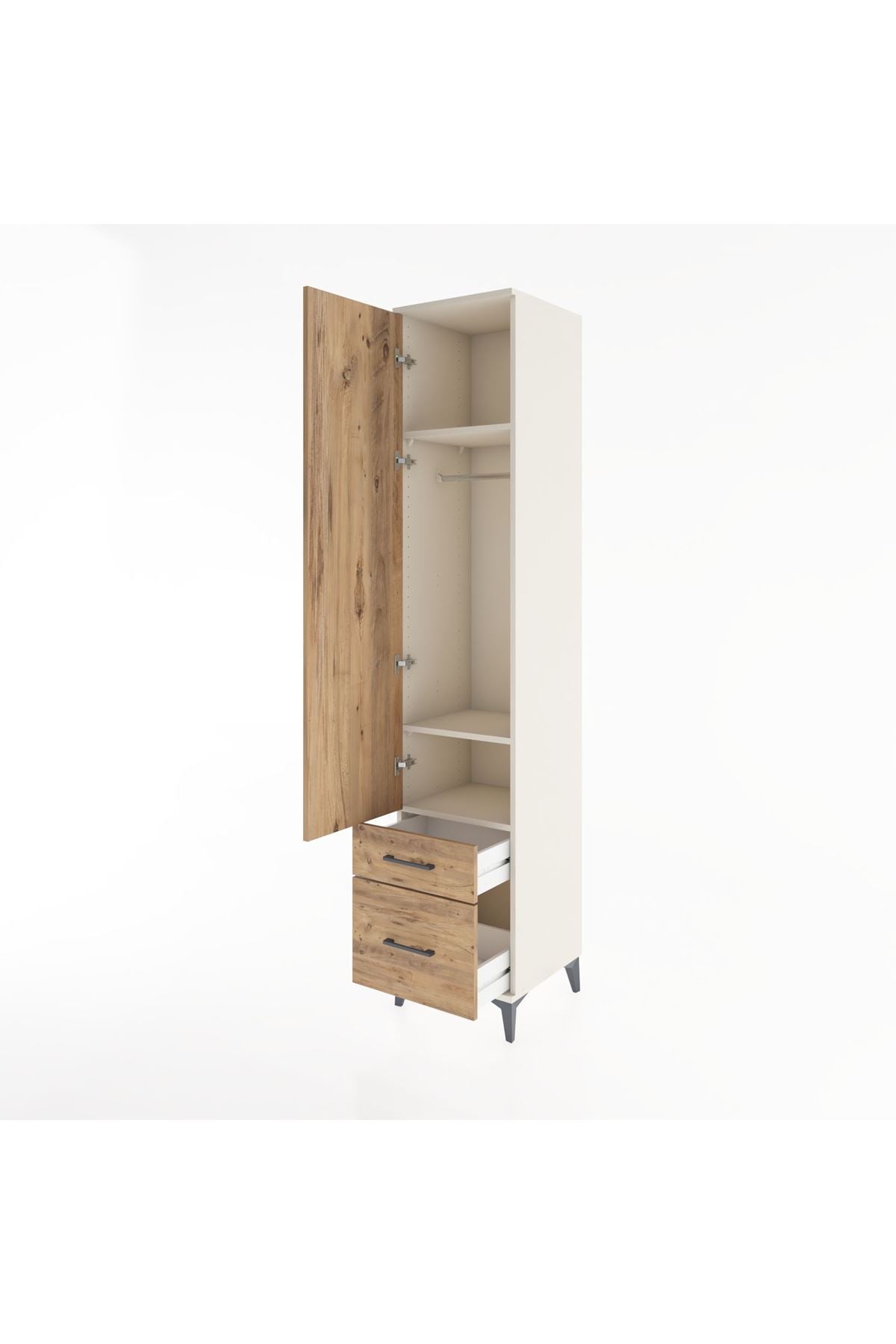 Hyperion Dolap 3 Raflı 2 Çekmeceli Tek Askılı 44x44x221 Aytaşı-Çam