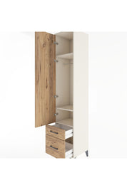 Hyperion Dolap 3 Raflı 2 Çekmeceli Tek Askılı 44x44x221 Aytaşı-Çam