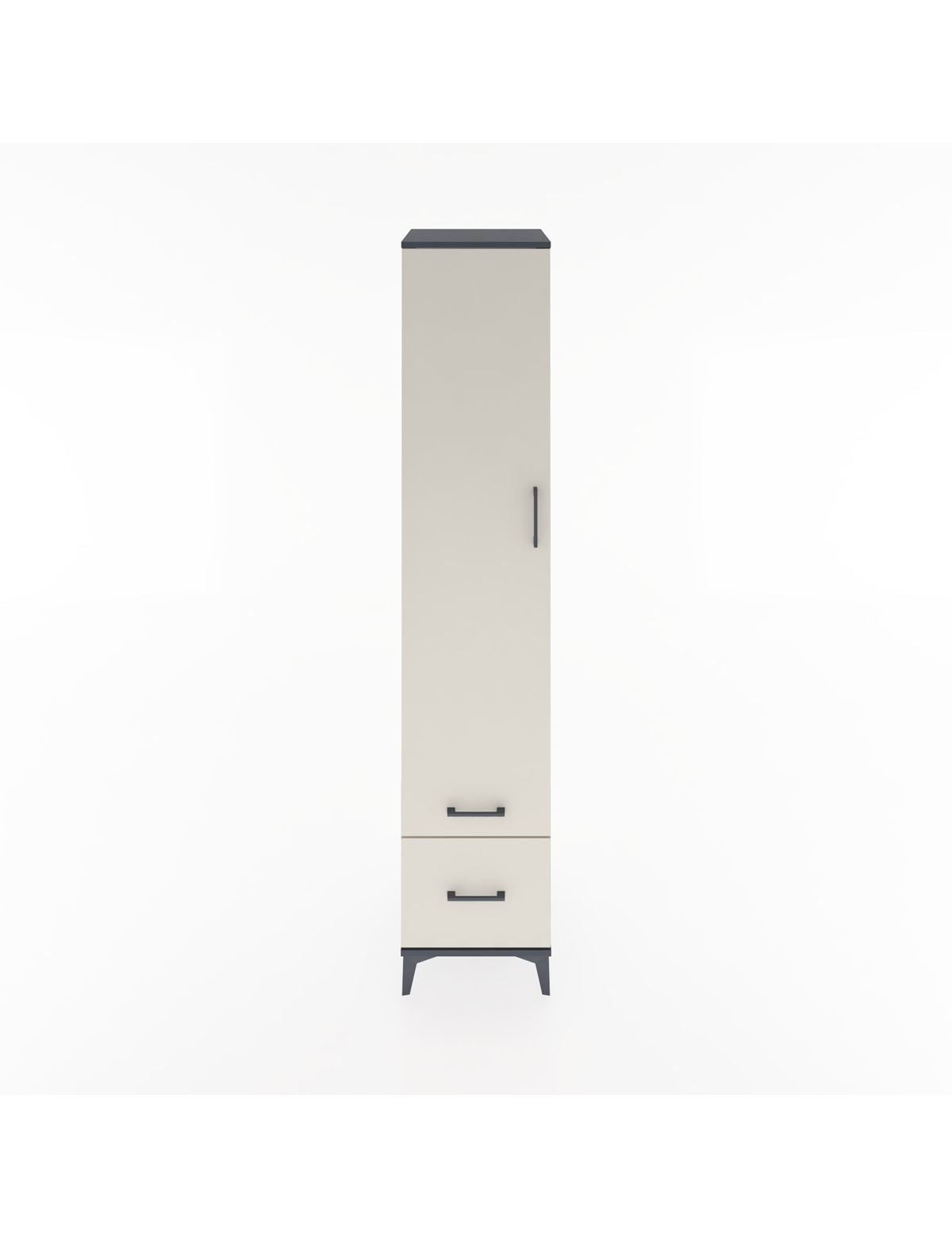 Hyperion Dolap 3 Raflı 2 Çekmeceli Tek Askılı 44x44x221 Antrasit-Aytaşı