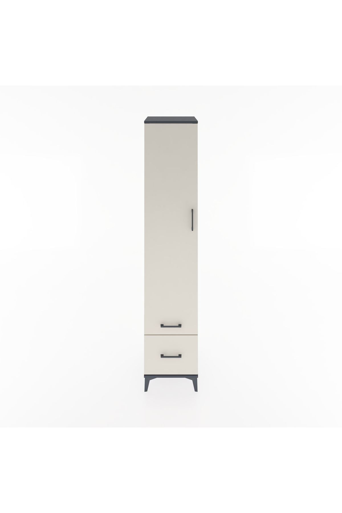 Hyperion Dolap 3 Raflı 2 Çekmeceli Tek Askılı 44x44x221 Antrasit-Aytaşı