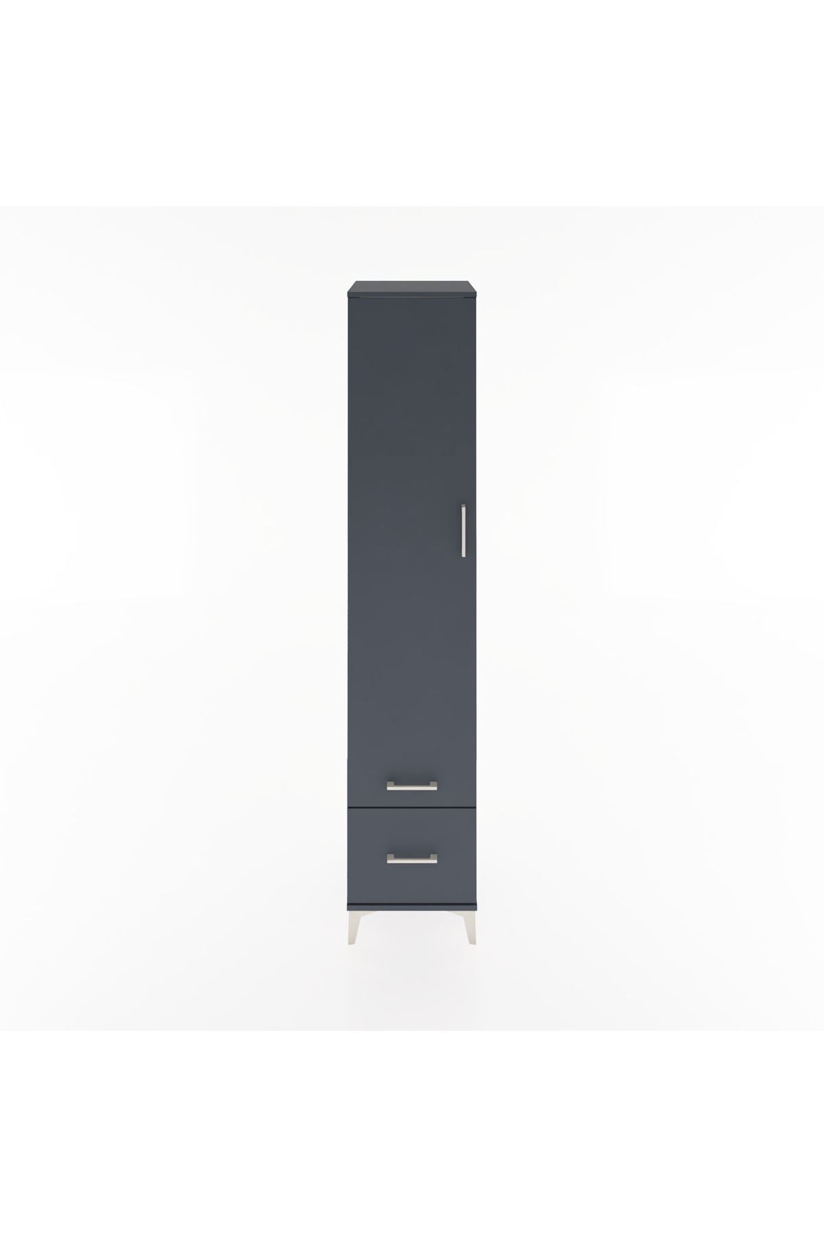 Hyperion Dolap 3 Raflı 2 Çekmeceli Tek Askılı 44x44x221 Antrasit-Antrasit