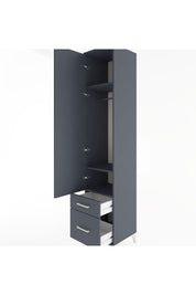 Hyperion Dolap 3 Raflı 2 Çekmeceli Tek Askılı 44x44x221 Antrasit-Antrasit