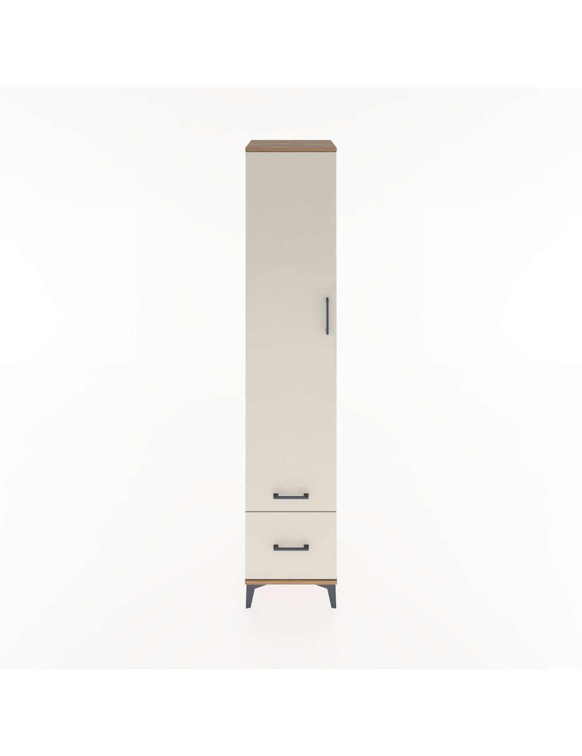 Hyperion Dolap 3 Raflı 2 Çekmeceli Tek Askılı 44x44x221 Çam-Aytaşı