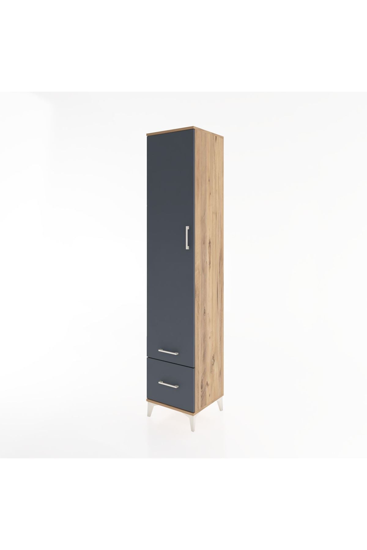 Hyperion Dolap 3 Raflı 2 Çekmeceli Tek Askılı 44x44x221 Çam-Antrasit