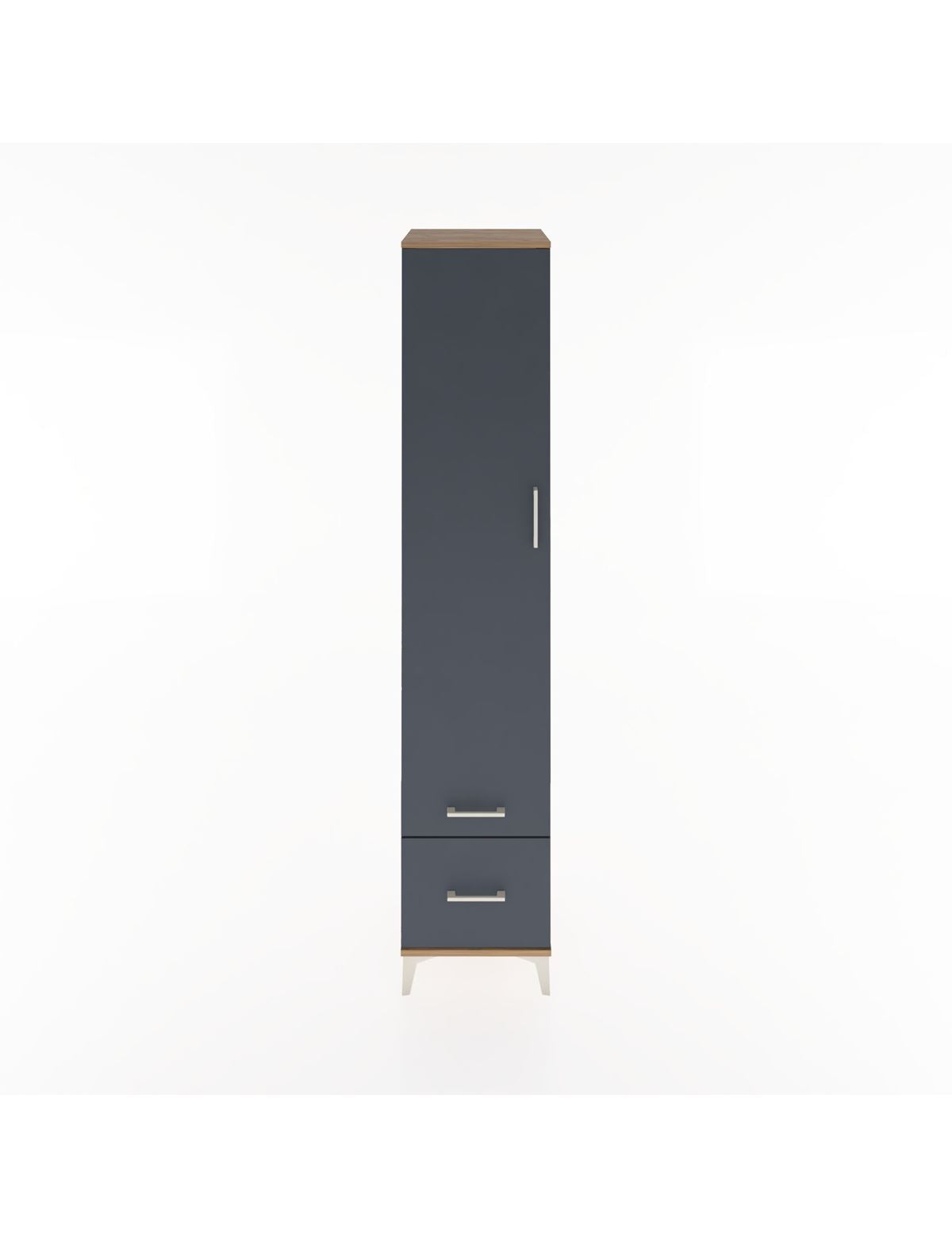 Hyperion Dolap 3 Raflı 2 Çekmeceli Tek Askılı 44x44x221 Çam-Antrasit