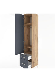 Hyperion Dolap 3 Raflı 2 Çekmeceli Tek Askılı 44x44x221 Çam-Antrasit