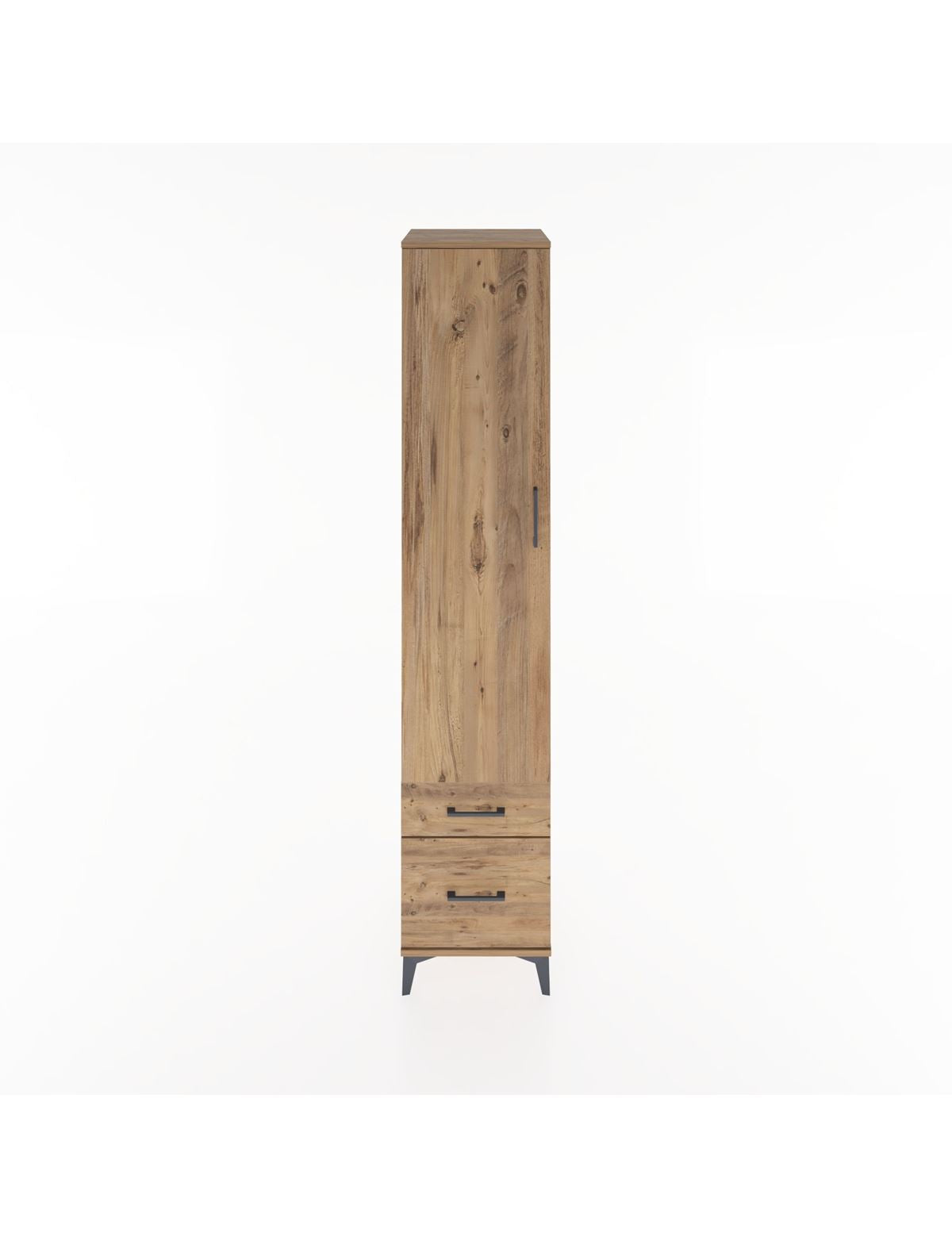 Hyperion Dolap 3 Raflı 2 Çekmeceli Tek Askılı 44x44x221 Çam-Çam