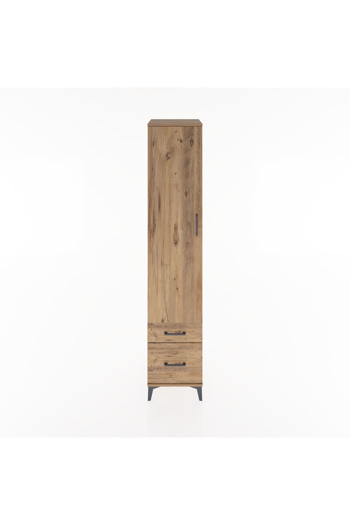 Hyperion Dolap 3 Raflı 2 Çekmeceli Tek Askılı 44x44x221 Çam-Çam