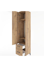 Hyperion Dolap 3 Raflı 2 Çekmeceli Tek Askılı 44x44x221 Çam-Çam