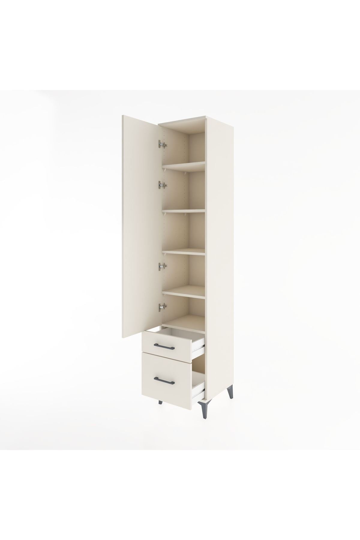 Hyperion Dolap 5 Raflı 2 Çekmeceli Tek Kapaklı 44x44x221 Aytaşı-Aytaşı