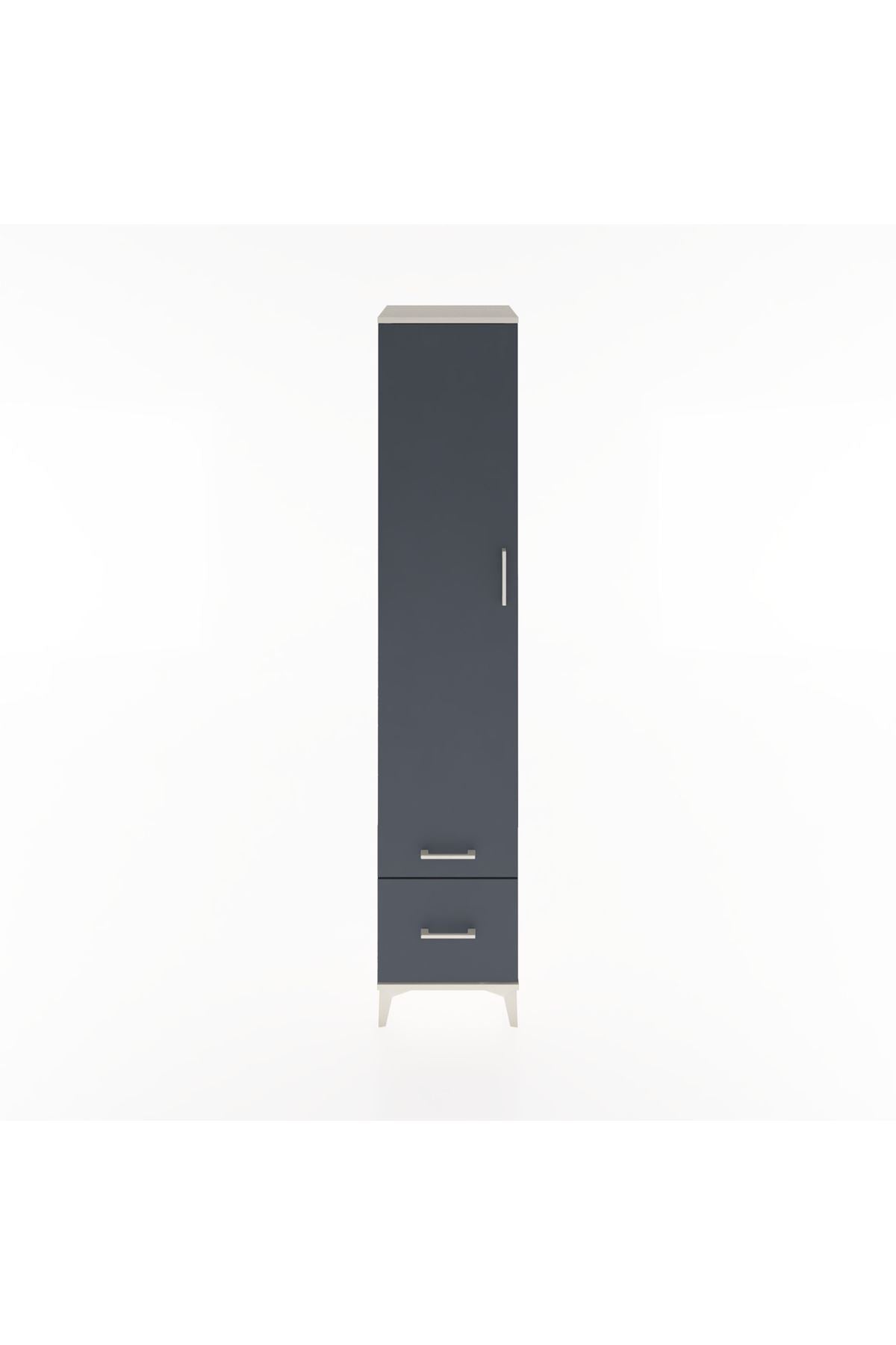 Hyperion Dolap 5 Raflı 2 Çekmeceli Tek Kapaklı 44x44x221 Aytaşı-Antrasit