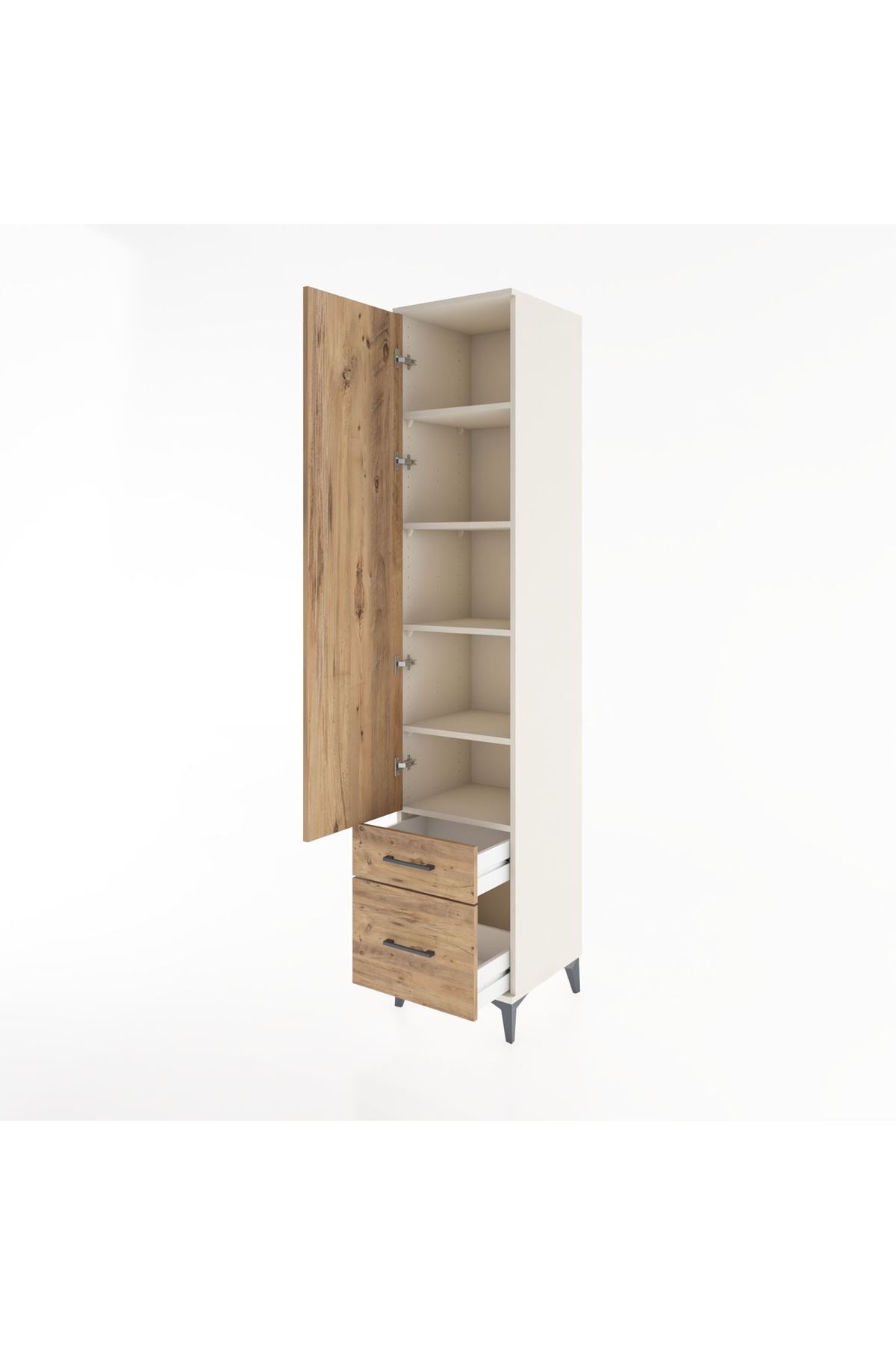 Hyperion Dolap 5 Raflı 2 Çekmeceli Tek Kapaklı 44x44x221 Aytaşı-Çam