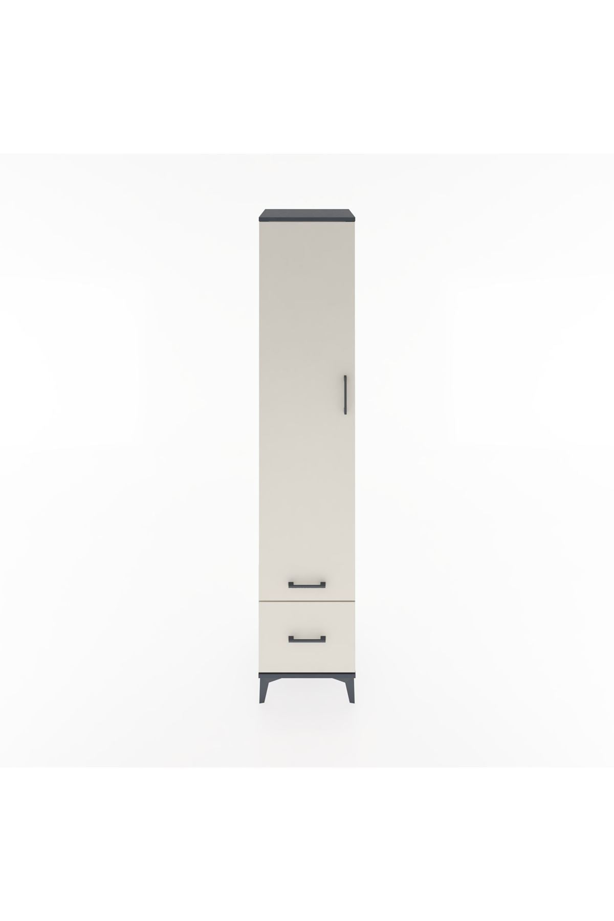 Hyperion Dolap 5 Raflı 2 Çekmeceli Tek Kapaklı 44x44x221 Antrasit-Aytaşı