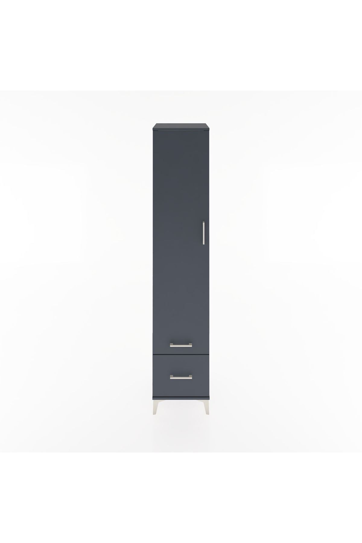 Hyperion Dolap 5 Raflı 2 Çekmeceli Tek Kapaklı 44x44x221 Antrasit-Antrasit