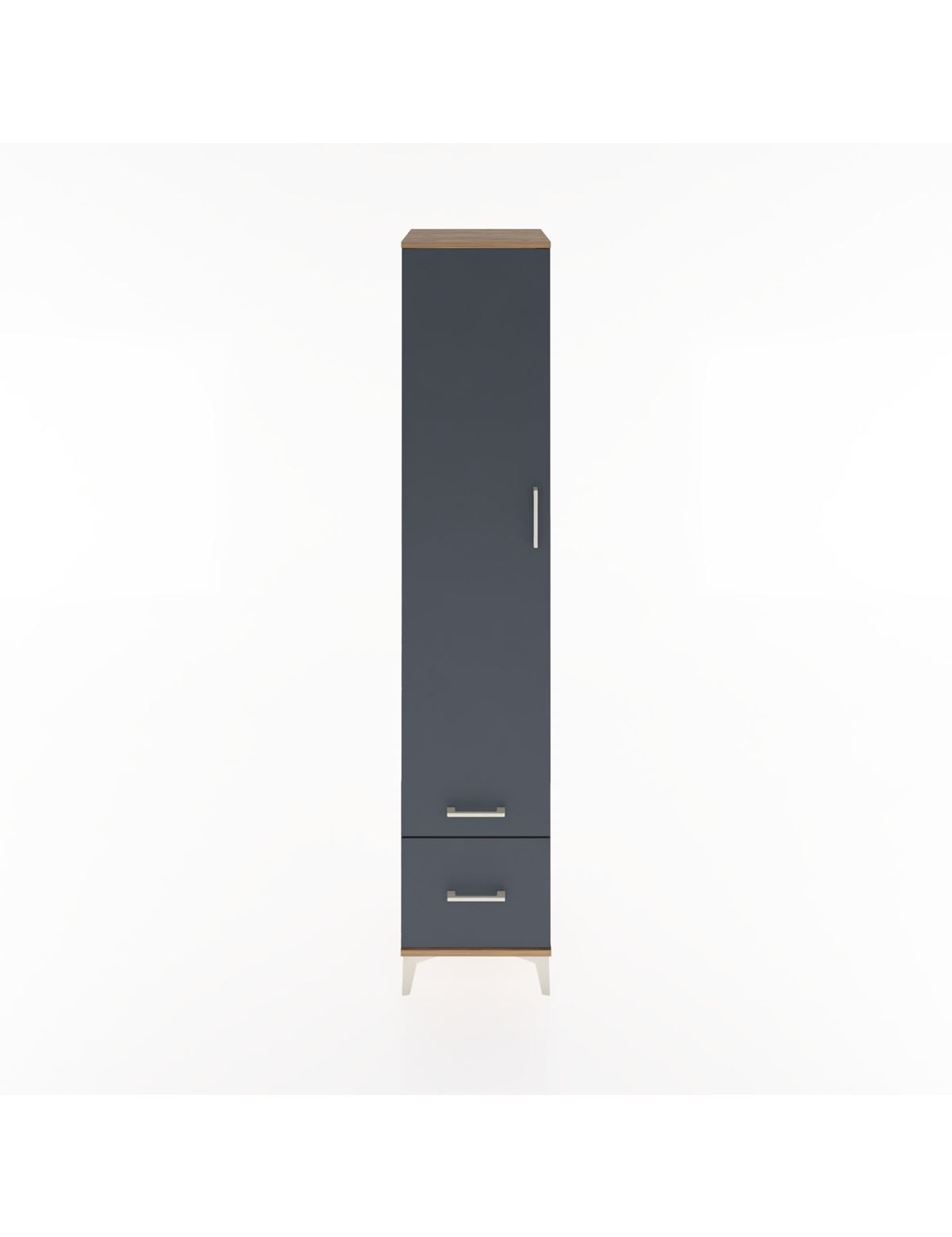 Hyperion Dolap 5 Raflı 2 Çekmeceli Tek Kapaklı 44x44x221 Çam-Antrasit