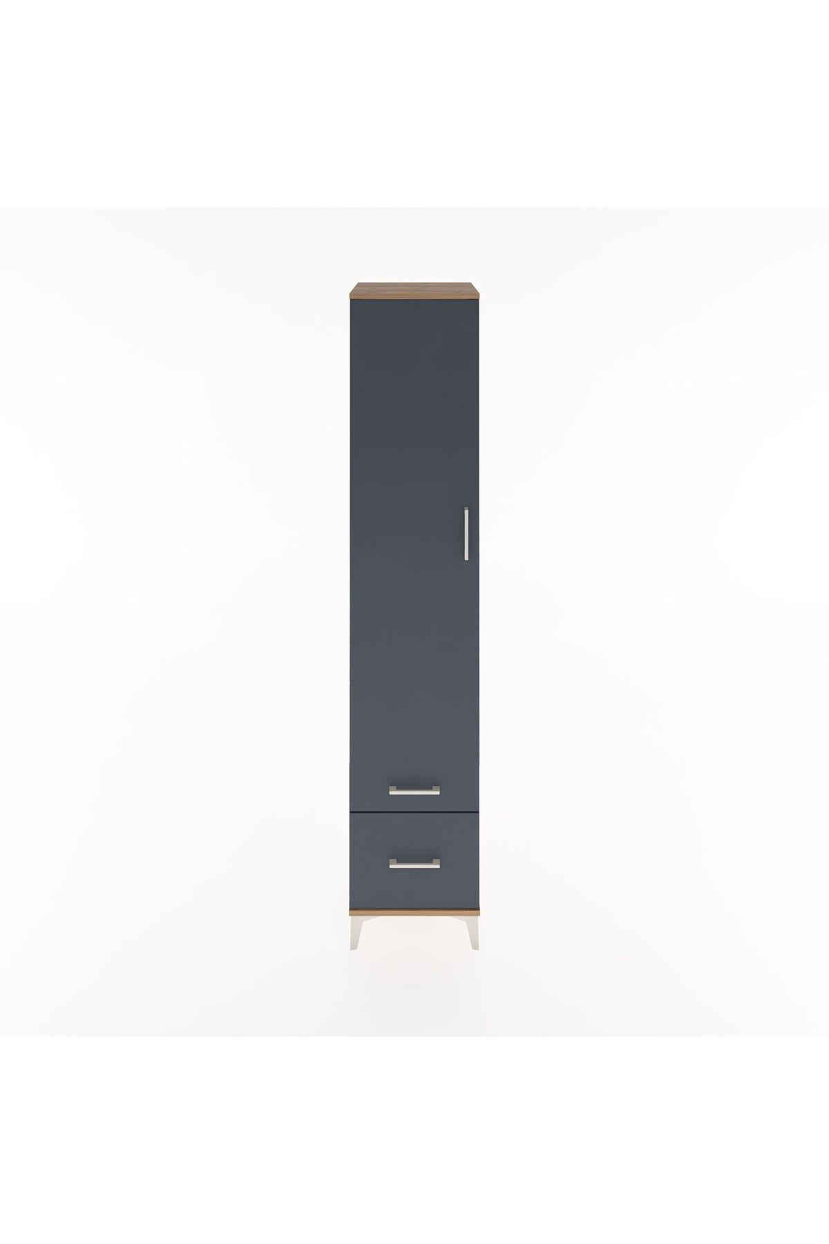 Hyperion Dolap 5 Raflı 2 Çekmeceli Tek Kapaklı 44x44x221 Çam-Antrasit