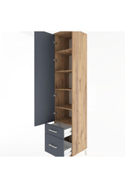 Hyperion Dolap 5 Raflı 2 Çekmeceli Tek Kapaklı 44x44x221 Çam-Antrasit